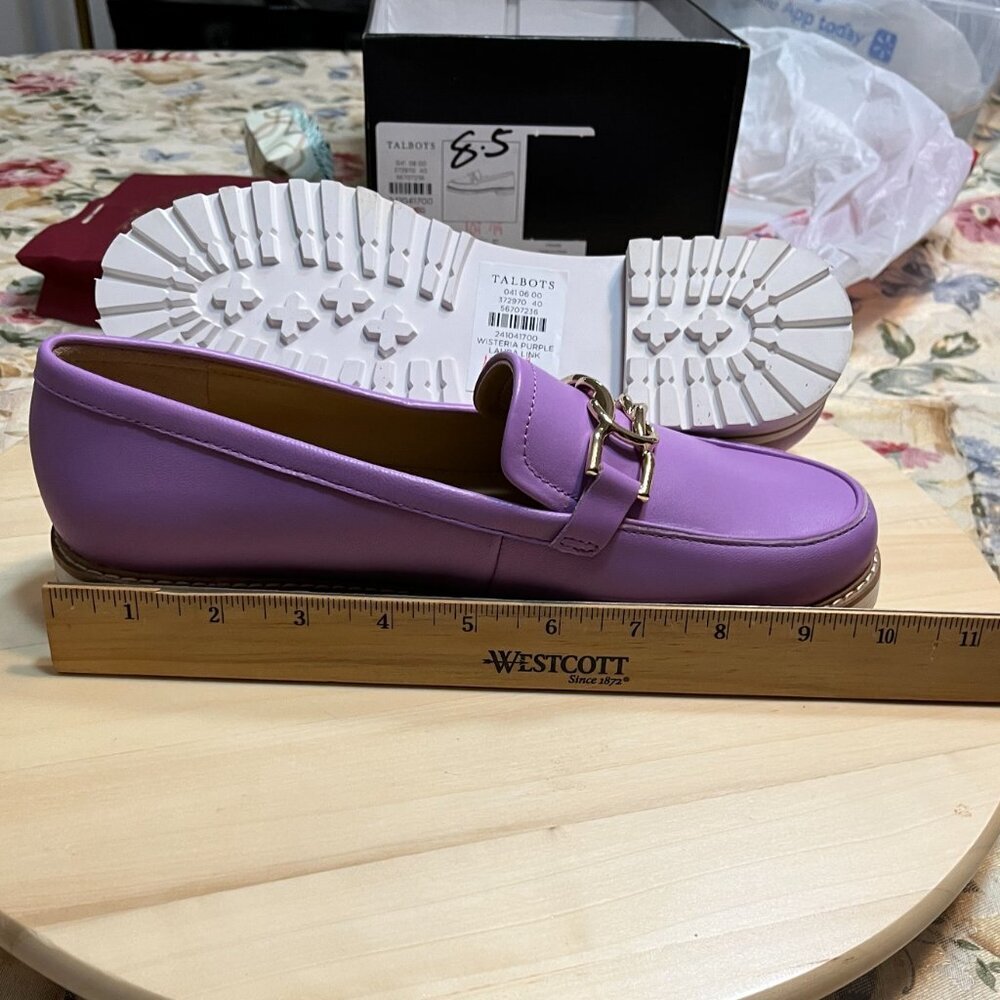 Talbots  Womens LAURA Loafer 8.5  Purple:Leather Slip On Academic NEW - Picture 2 of 10